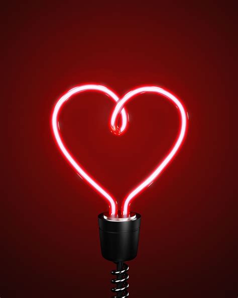 Red Heart Shaped Energy Saving Lightbulb By Atomic Imagery Red Aesthetic Red Photography Red