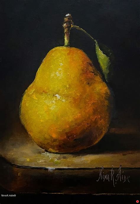 Winter Pear By Nina R Aide Oil 7 17 78cm X 5 12 7cm X 1 8 5mm Still Life Oil Painting