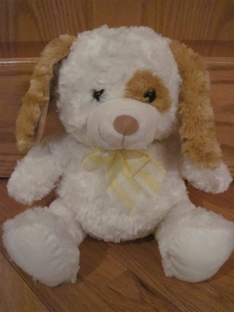Walmart Plush Cream White And Golden Brown Plush Puppy Dog Yellow And White