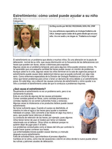 Chla Constipation How You Can Help Your Child Spanish Pdf