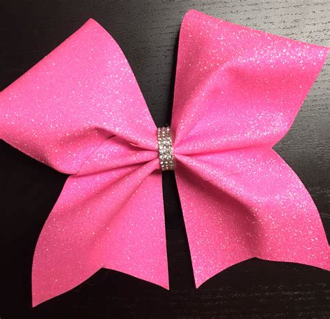 Neon Pink Glitter Cheer Bow Pink Bow With Rhinestones Pink Etsy In