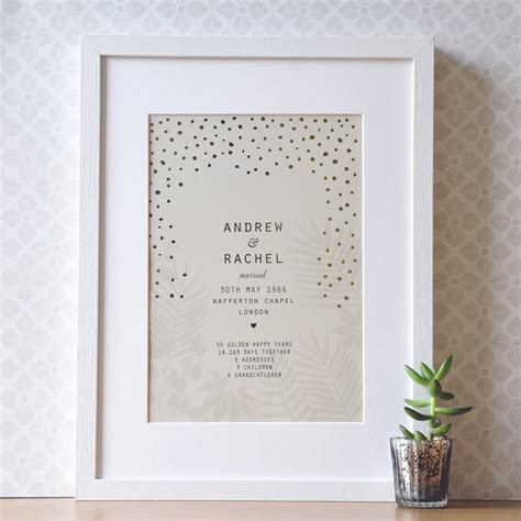 We don't know about you, but we think a 50th wedding anniversary is something that needs to be celebrated (preferably with lots of champagne). personalised with gold 50th wedding anniversary gift by ...