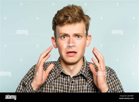 Terrified Shocked Alarmed Man Distress Emotion Stock Photo Alamy