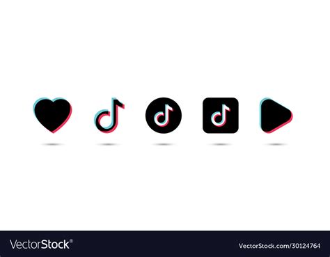 Tik Tok Tik Tok Logo With Heart Like And Play Vector Image