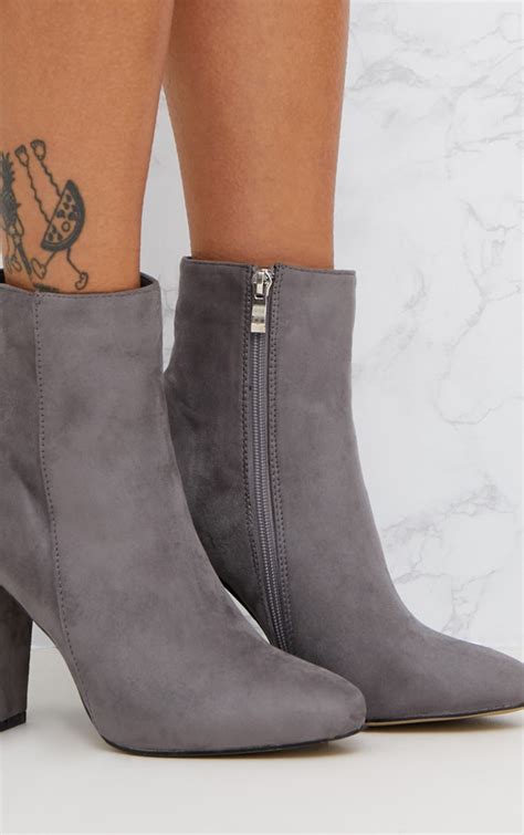 grey behati faux suede ankle boots prettylittlething aus