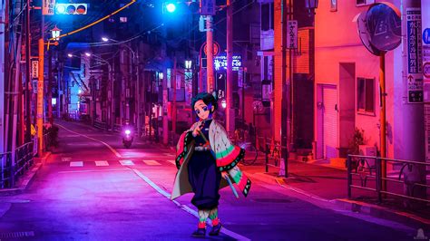 Wallpaper Anime Girls Kimetsu No Yaiba Kochou Shinobu Night City