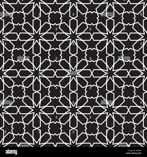 Seamless Islamic Pattern Black And White Vector Illustration Abstract