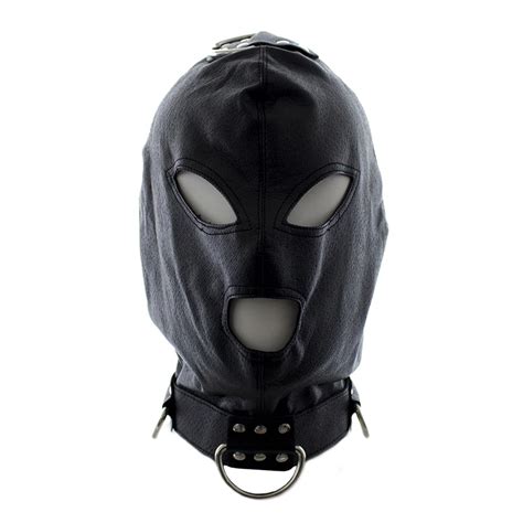 Black Spandex Open Mouth Sex Mask Head Bondage Restraint Hood Mask
