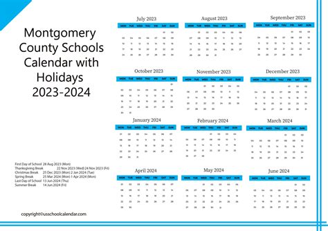 Montgomery County Schools Calendar With Holidays 2023 2024