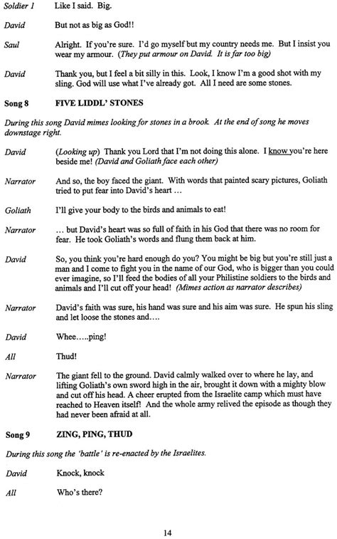Play script writing refers to a set of instruction on how to write a play. Giant Slayer | Children's Musical | Out of the Ark Music