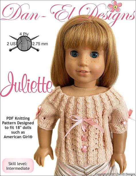 Dan El Designs Juliette 18 Inch Doll Clothes Knitting Pattern