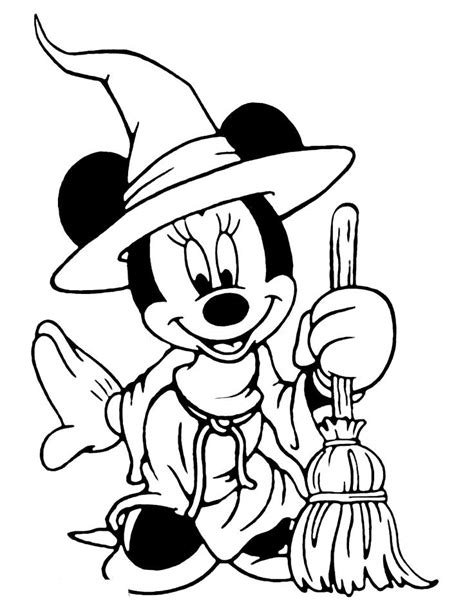 Disney Halloween Coloring Pages Minnei As Witch Free Printable