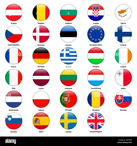 All Flags Of The Countries Of The European Union Round Glossy Style
