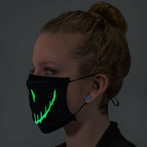 Halloween Smiley Face Glow In The Dark Face Mask Glow In The Dark