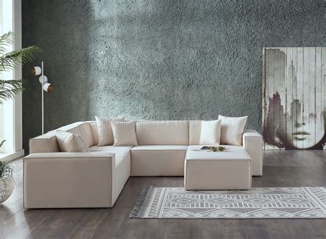 Daya Modular Sectional Sofa in Cream Fabric by Bellona w/Options