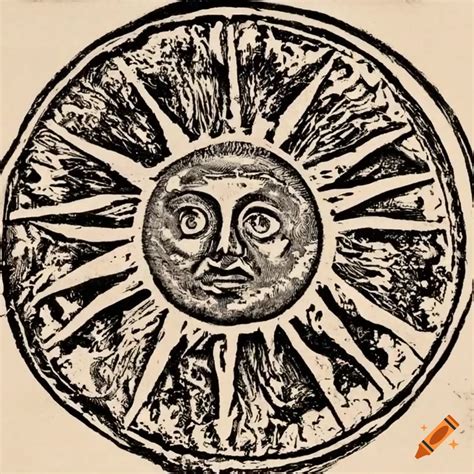 Engraving Of The Sun Astrological Symbol