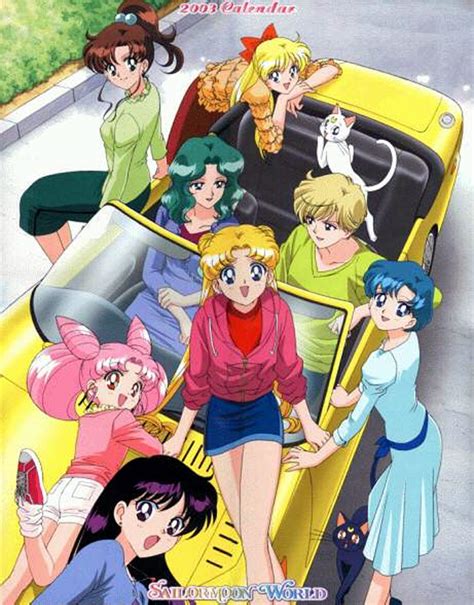 Safebooru Aino Minako Artemis Bishoujo Senshi Sailor Moon Car Chibi Usa Everyone Hino Rei