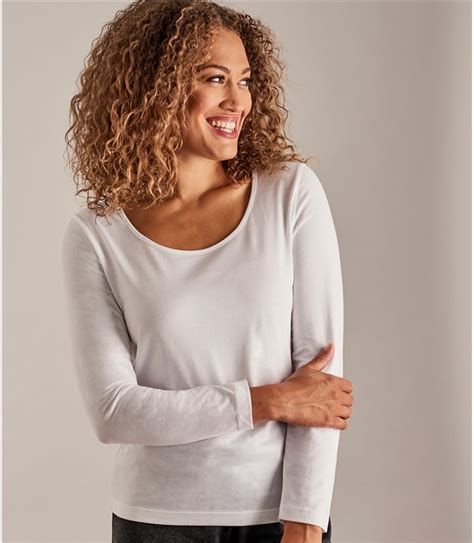 white womens long sleeve scoop neck top woolovers uk