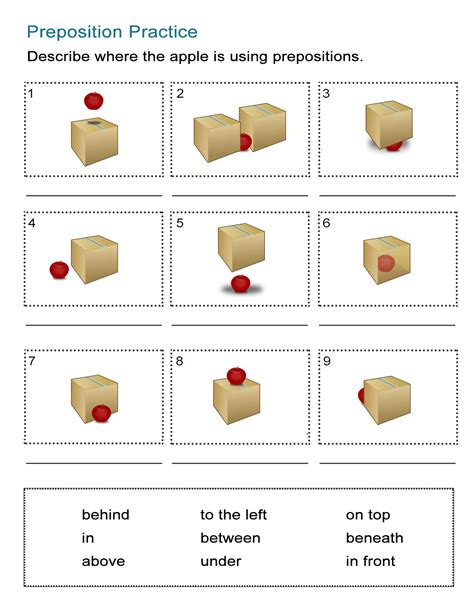 Not only images/preposition pictures for kids, you could also find another pics such as preposition list for kids, preposition worksheet, preposition flashcards, preposition activity, preposition chart for kids, preposition games, position preposition, preposition cartoon, prepositions. Prepositions of Location Worksheet: Where is the Apple? - ALL ESL