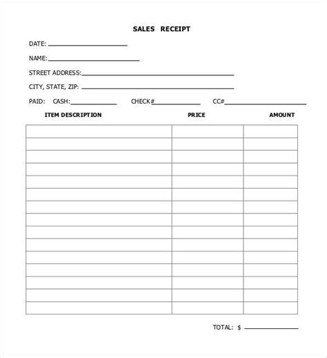 16 Sales Receipt Templates Free Printable Word Excel And Pdf