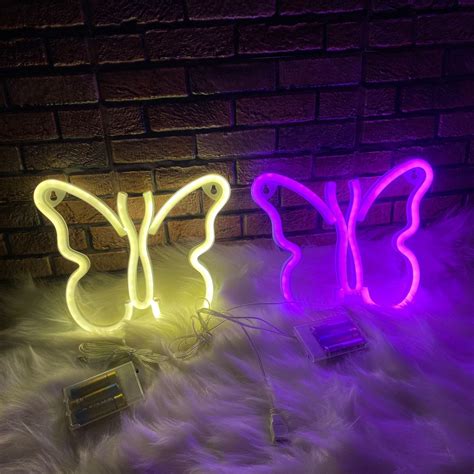 Butterfly Neon Sign Pink Butterfly Neon Sign Butterfly Neon Etsy