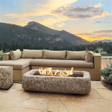 Bond manufacturing 63172 newcastle propane firebowl column realistic look firepit heater lava rock 40,000 btu outdoor gas fire pit 20 lb, pack of 1, natural stone. Image result for freestanding outdoor fireplace limestone ...