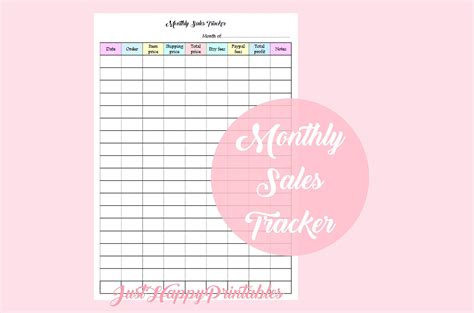 Printable Sales Tracker Monthly Sales Tracker Business Etsy