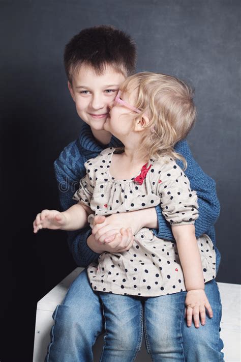 Sister Kissing Her Brother Stock Image Image Of Expression 32101659