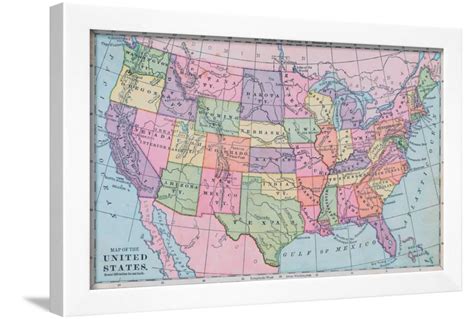 Map Of The United States Of America Framed Print Wall Art