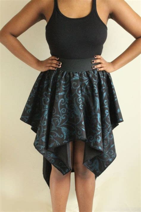 Black And Blue Handkerchief Skirt Mullet Highlow By Cyntdb Curvy