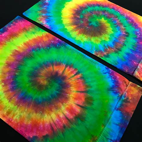 Set Of 2 Neon Rainbow Spiral Tie Dye Pillowcases Spiral Tie Dye