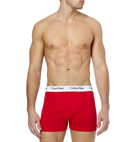 Calvin Klein Three Pack Cotton Blend Boxer Briefs In Red For Men Lyst UK