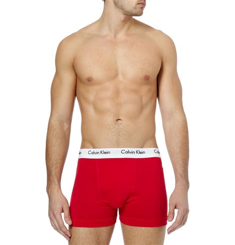 Calvin Klein Three Pack Cotton Blend Boxer Briefs In Red For Men Lyst Uk