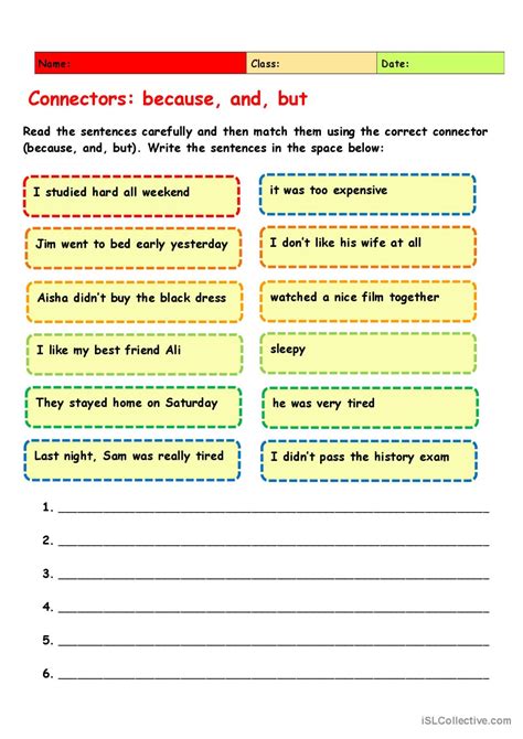 Connectors Worksheet