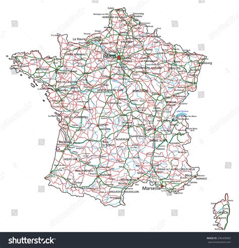 France Road Highway Map Vector Illustration Stock Vector 296426969