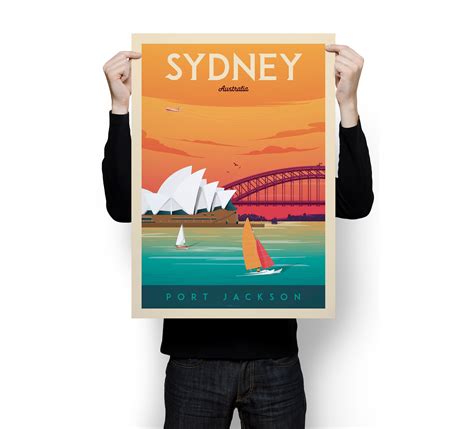 Sydney Print Sydney Vintage Travel Poster Australia Print Etsy