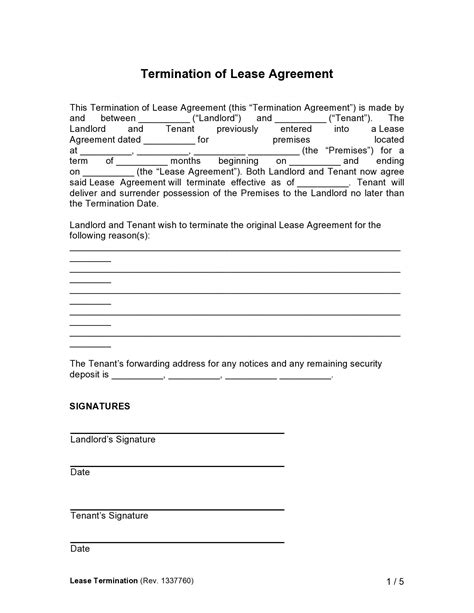Template For Termination Of Tenancy Agreement