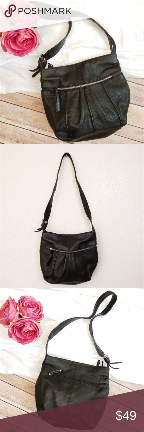 Tignanello Hobo Shoulder Handbag Black Leather Black Leather Handbags