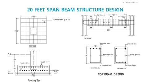 20 Feet Span Beam Structure Design Rcc Drawing Youtube
