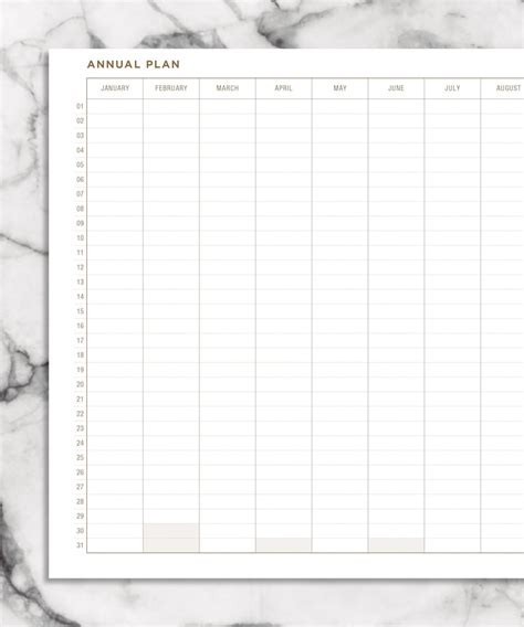 Annual Plan Printable Annual Planner Template Annual Etsy