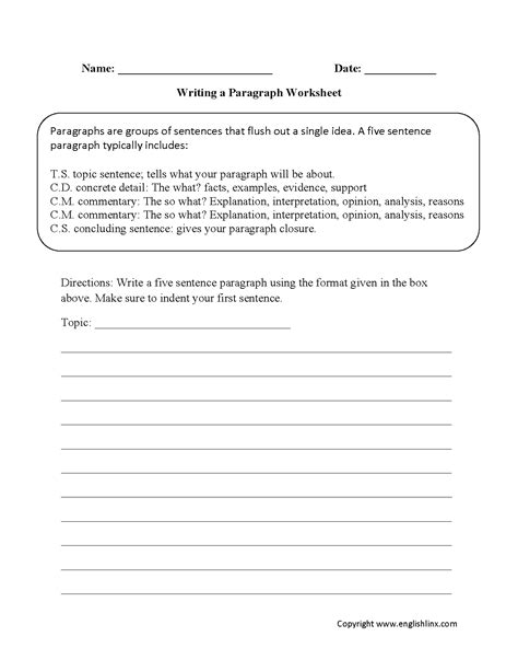 Writing Worksheets Paragraph Writing Worksheets Paragraph Writing