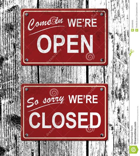 Open And Closed Metal Signs Stock Illustration