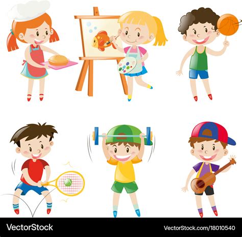Boys And Girls Doing Different Things Royalty Free Vector