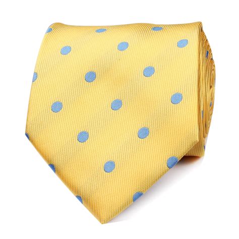 Yellow Tie With Light Blue Polka Dots Lemon Ties Mens Neckties Au
