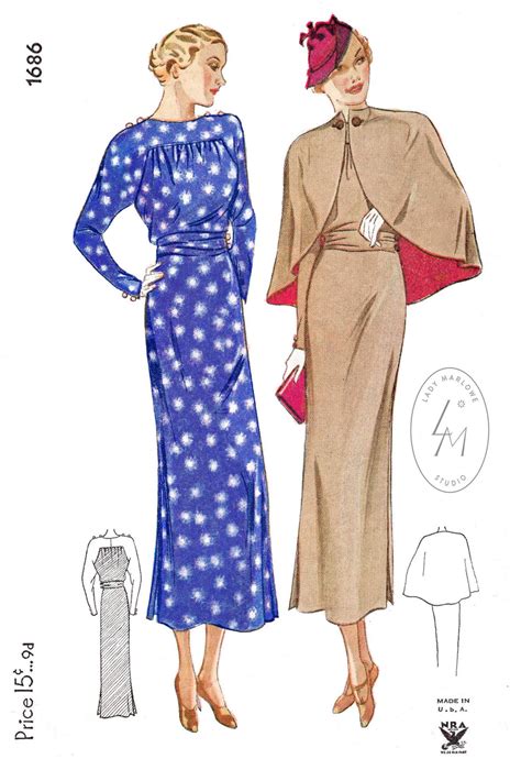 1930s 30s Vintage Accessories Sewing Pattern 5 Styles Cape Shawl Fur