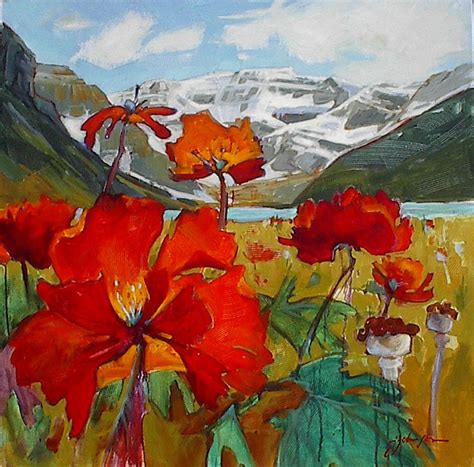 Mt Victoria Across Lake Louise 36 X 36 Acrylic On Canvas By Gail