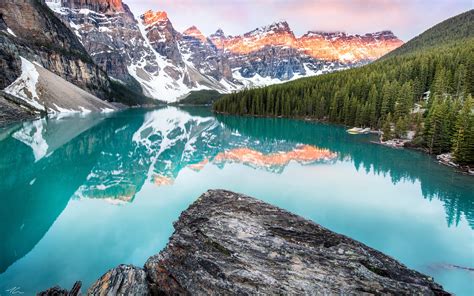Download Wallpapers 4k Moraine Lake Banff Mountains Canadian Landmarks Rocky Mountains