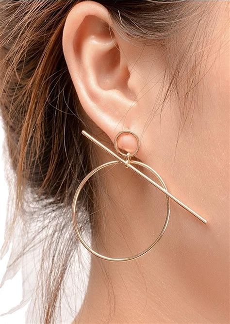 Geometric Round Pendant Hoop Earring Cross Earrings Studs Teal