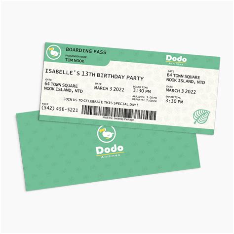 New Horizons Boarding Pass For Birthday Parties Instant And Customizable Digital Template Acnh Etsy
