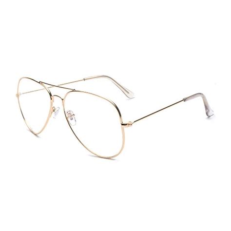 buy alwaysuv classic metal frame aviator clear lens glasses eyewear golden frame online at